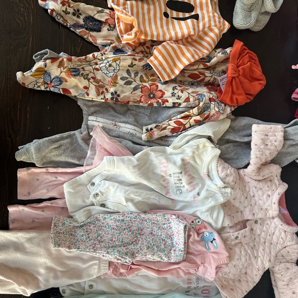 Floral and Striped Baby Clothing Set